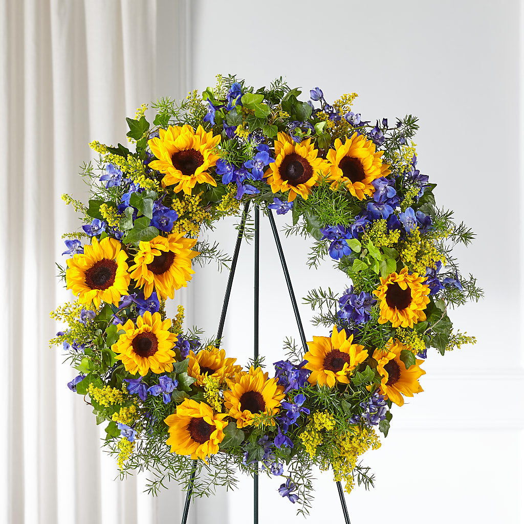 Bright Rays Wreath – PAULINE'S BLOOMERS, Brunswick ME