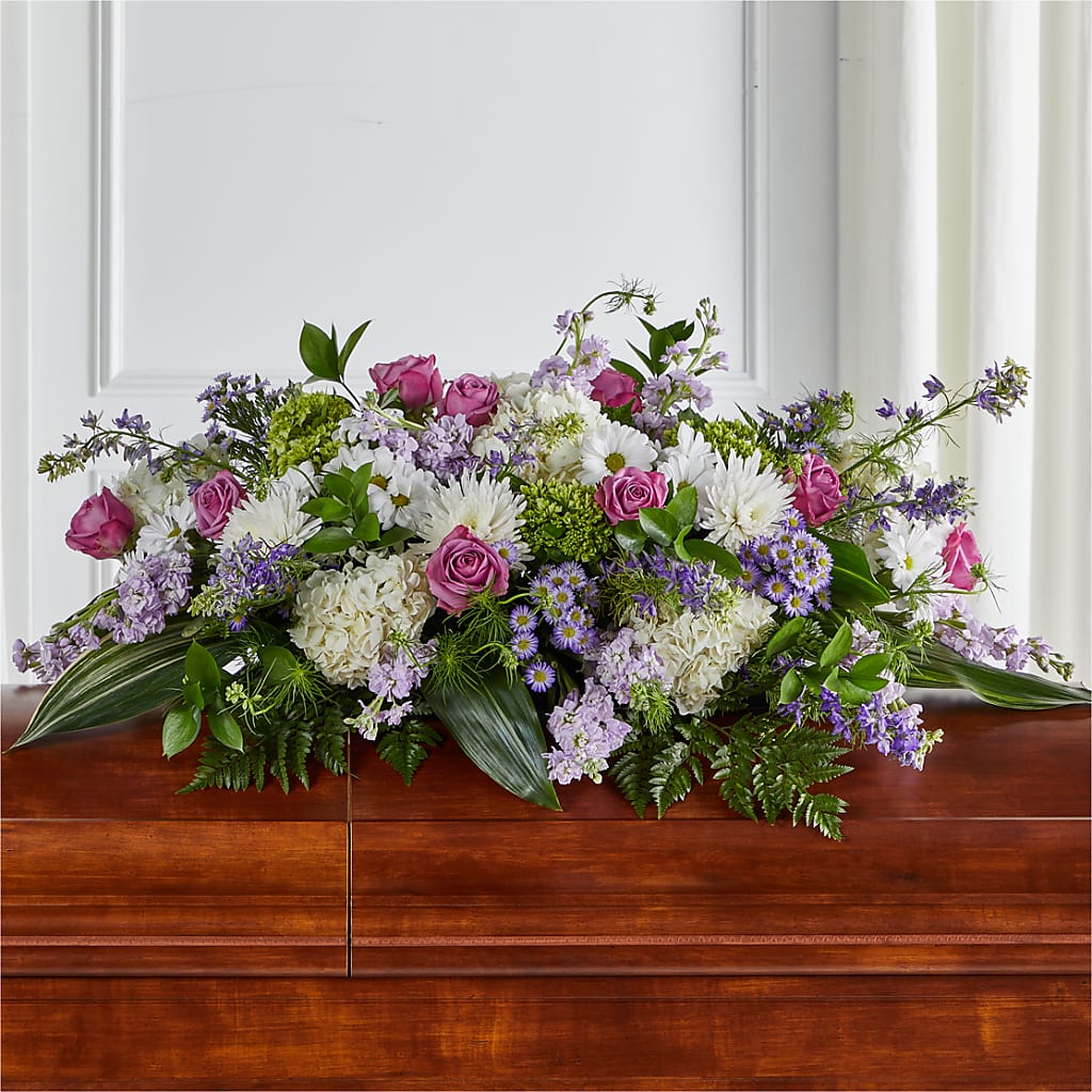 Meadows of Serenity Casket Spray – PAULINE'S BLOOMERS, Brunswick ME
