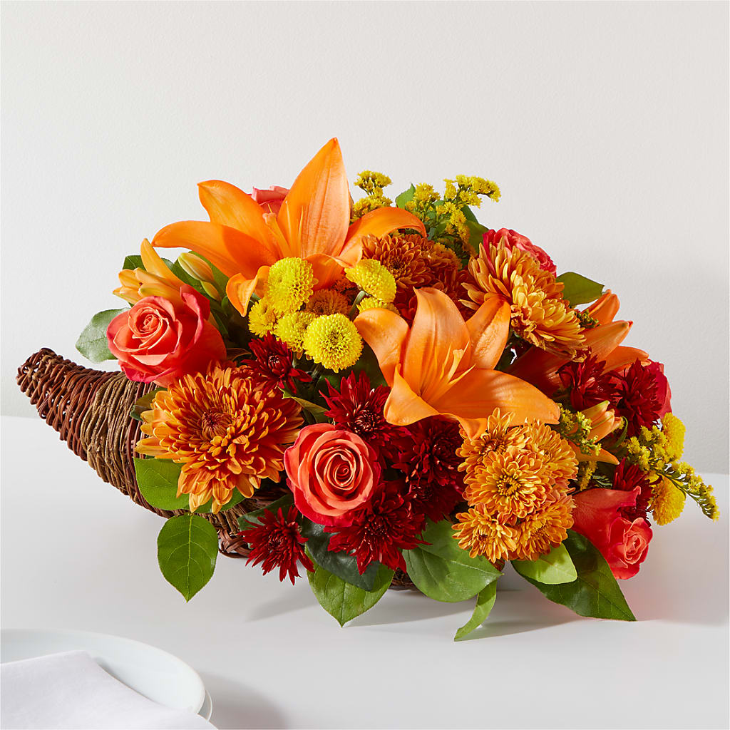 Bouquet of Blessings Cornucopia – PAULINE'S BLOOMERS, Brunswick ME
