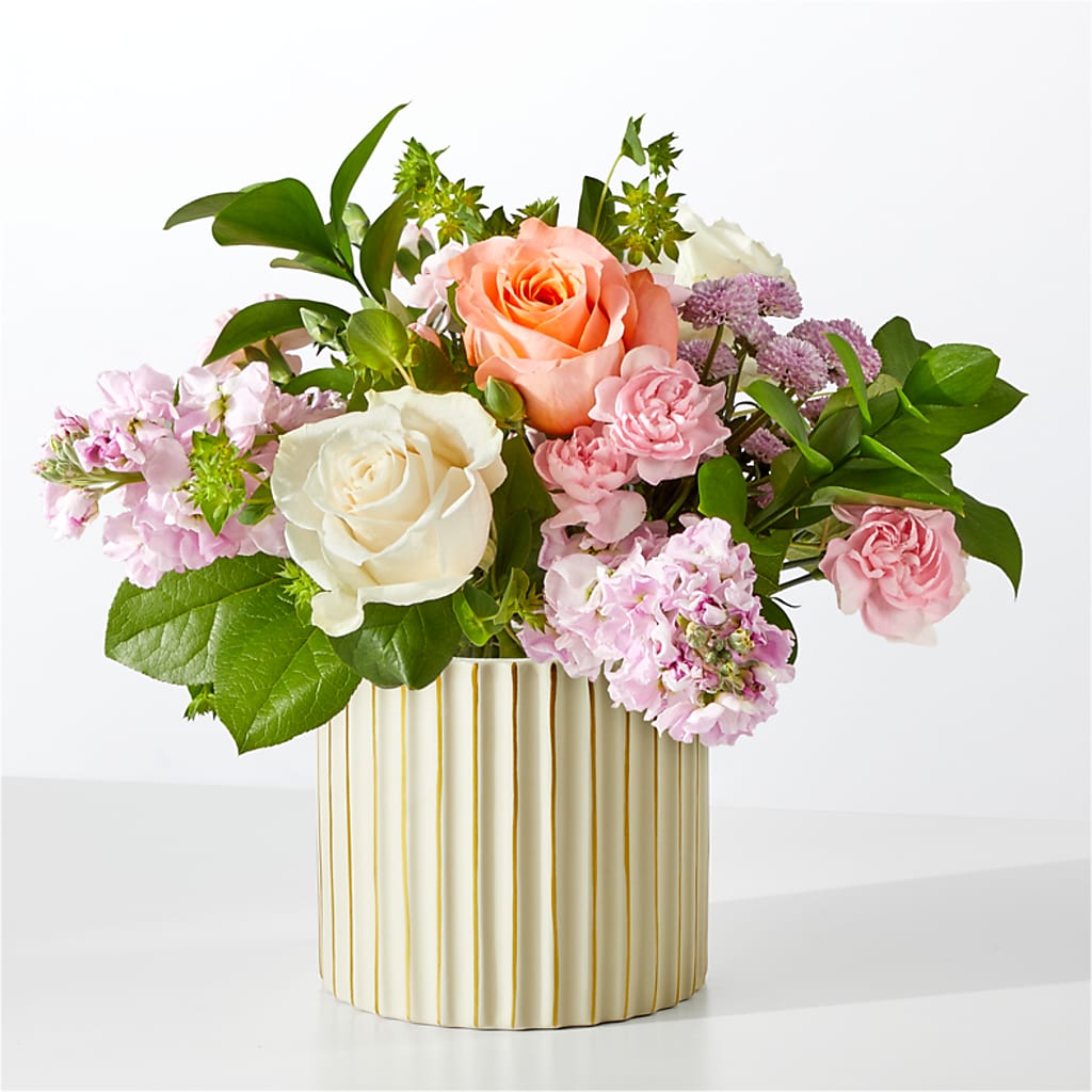 French Market Bouquet with Ivory Vase – PAULINE'S BLOOMERS, Brunswick ME