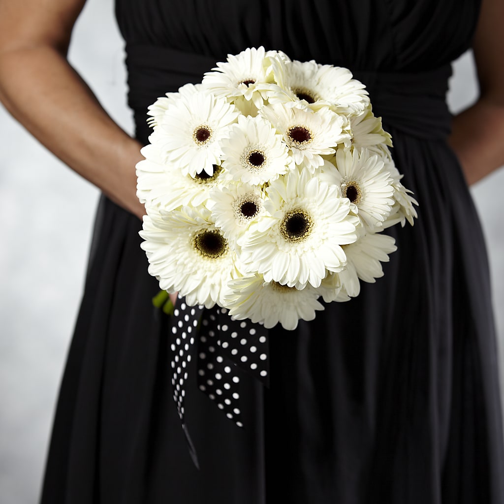 Daisy Delight Bouquet white/black flower arrangement | Brunswick, ME | Pauline's Bloomers Daisy Delight Bouquet white/black flower arrangement | Brunswick, ME | Pauline's Bloomers