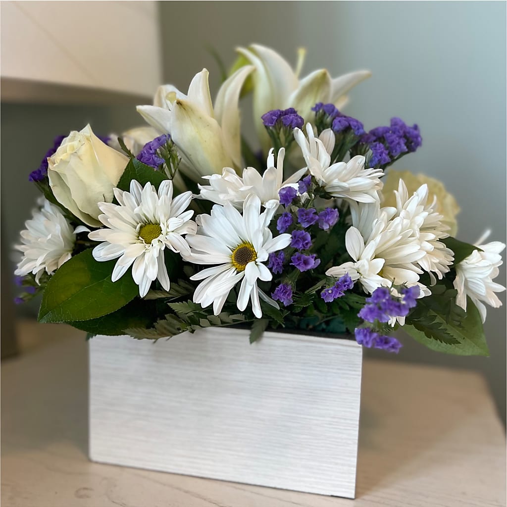 Beyond Blue Box Bouquet – PAULINE'S BLOOMERS, Brunswick ME