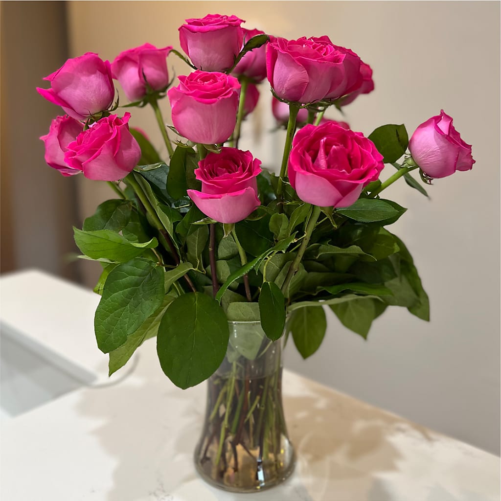 Long Stem Pink Rose Bouquet – PAULINE'S BLOOMERS, Brunswick ME