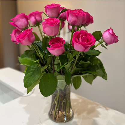 Long Stem Pink Rose Bouquet – PAULINE'S BLOOMERS, Brunswick ME