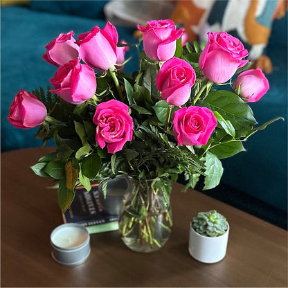Long Stem Pink Rose Bouquet – PAULINE'S BLOOMERS, Brunswick ME
