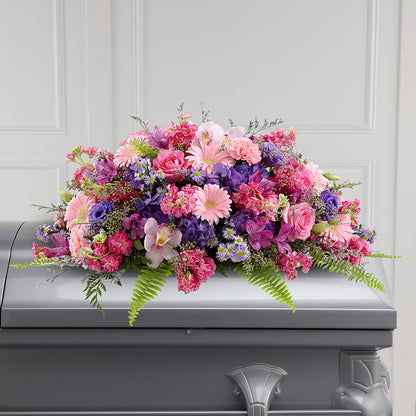 Glorious Garden Casket Spray – PAULINE'S BLOOMERS, Brunswick ME