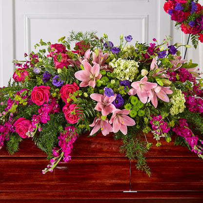 Radiant Tribute Casket Spray – PAULINE'S BLOOMERS, Brunswick ME
