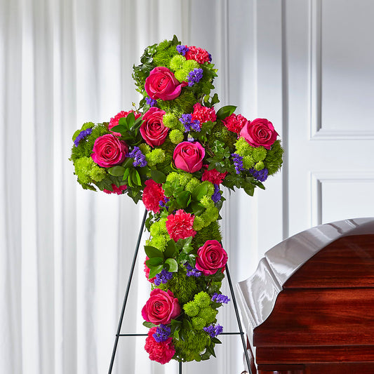Tribute Rose Floral Cross – PAULINE'S BLOOMERS, Brunswick ME