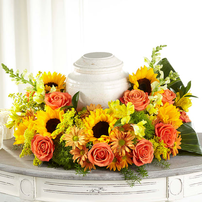 Faithful Sunflower Cremation Adornment – PAULINE'S BLOOMERS, Brunswick ME