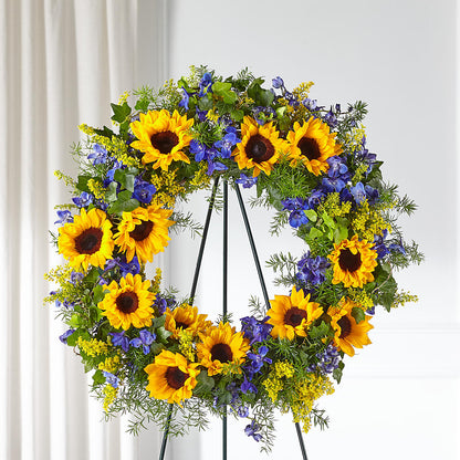 Bright Rays Wreath – PAULINE'S BLOOMERS, Brunswick ME