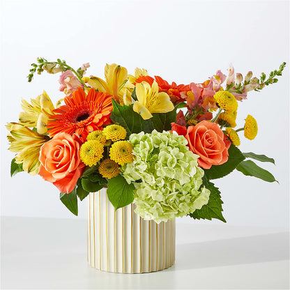 Autumn Sunshine Bouquet with Ivory Vase – PAULINE'S BLOOMERS, Brunswick ME