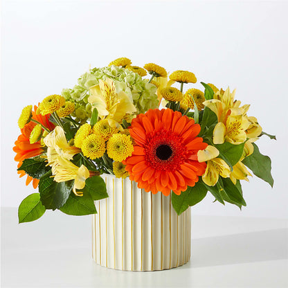 Autumn Sunshine Bouquet with Ivory Vase – PAULINE'S BLOOMERS, Brunswick ME