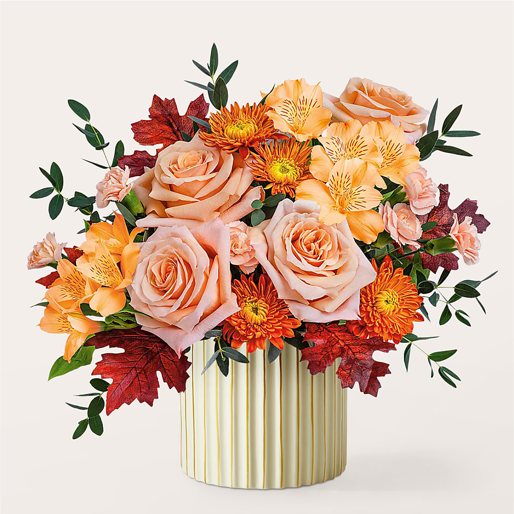 Spiced Latte Bouquet with Ivory Vase – PAULINE'S BLOOMERS, Brunswick ME