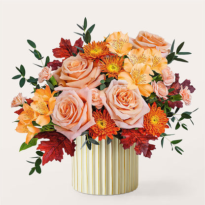 Spiced Latte Bouquet with Ivory Vase – PAULINE'S BLOOMERS, Brunswick ME