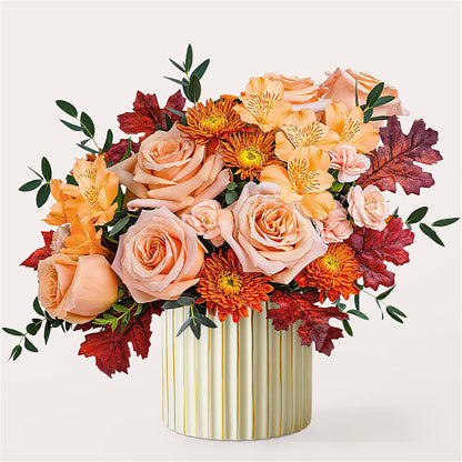 Spiced Latte Bouquet with Ivory Vase – PAULINE'S BLOOMERS, Brunswick ME