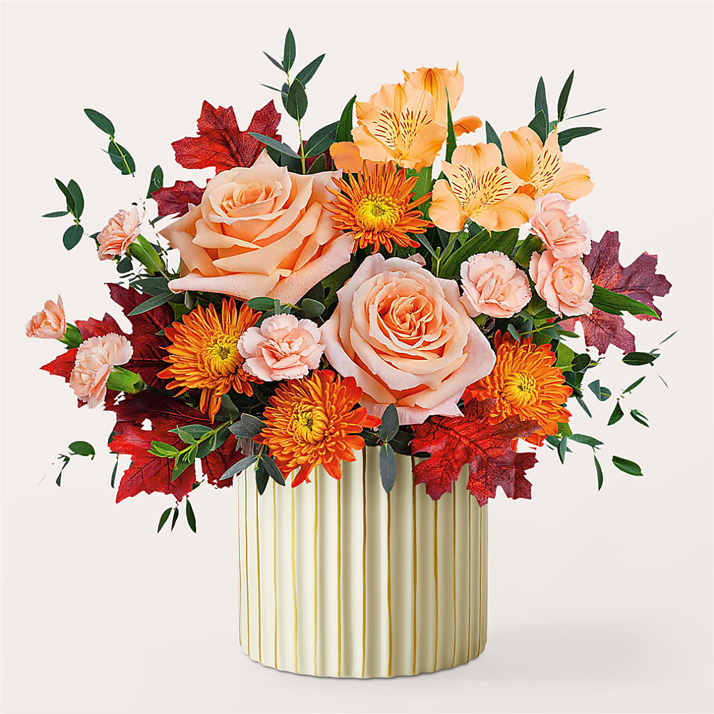 Spiced Latte Bouquet with Ivory Vase – PAULINE'S BLOOMERS, Brunswick ME