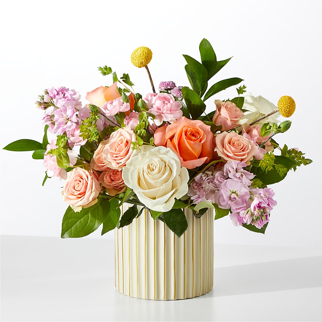 French Market Bouquet with Ivory Vase – PAULINE'S BLOOMERS, Brunswick ME