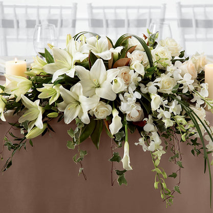 White Linen Arrangement – PAULINE'S BLOOMERS, Brunswick ME