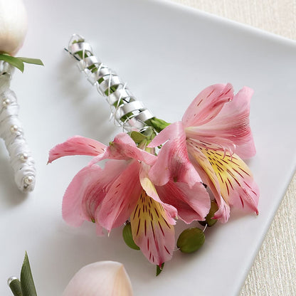 Pink Peruvian Lily Boutonniere – PAULINE'S BLOOMERS, Brunswick ME