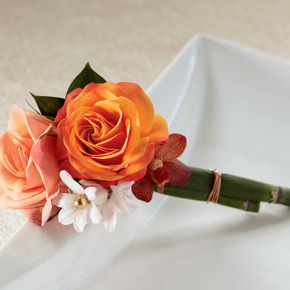 Sunset Dream Boutonniere – PAULINE'S BLOOMERS, Brunswick ME