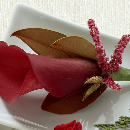 Red Calla Boutonniere – PAULINE'S BLOOMERS, Brunswick ME