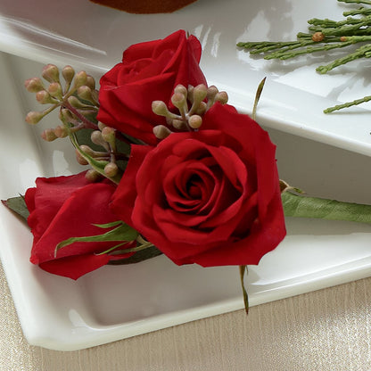 Red Spray Rose Boutonniere – PAULINE'S BLOOMERS, Brunswick ME