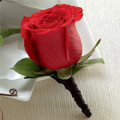 Red Rose Boutonniere – PAULINE'S BLOOMERS, Brunswick ME