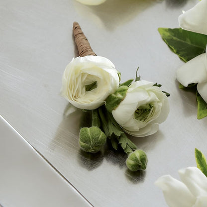 White Ranunculus Boutonniere – PAULINE'S BLOOMERS, Brunswick ME